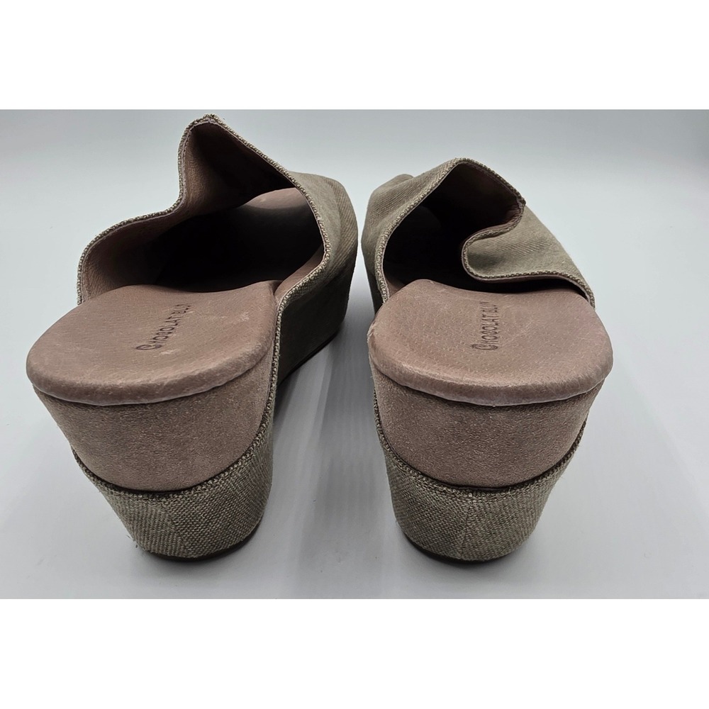Chocolat Blu Watts Wedge Sandals Womens 10 Taupe Fabric Platform Slides - Picture 4 of 7